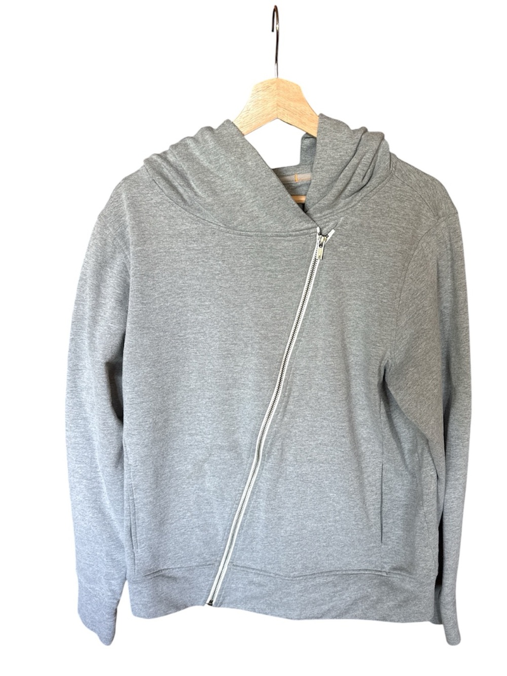 Lucy Heather Gray Pullover Sweatshirt with asymmetrical zipper